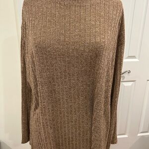 Brown Ribbed Women's Top